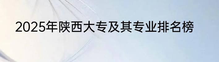 2025年陕西大专及其专业排名榜