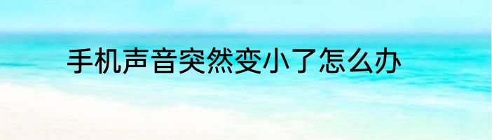 手机声音突然变小了怎么办