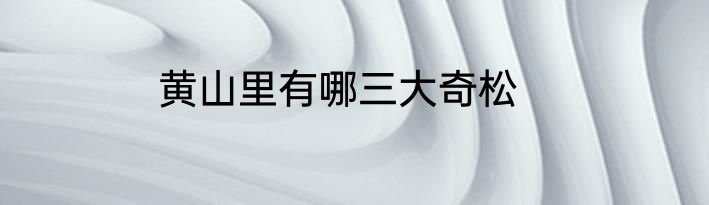 黄山里有哪三大奇松