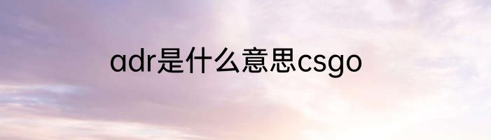 adr是什么意思csgo