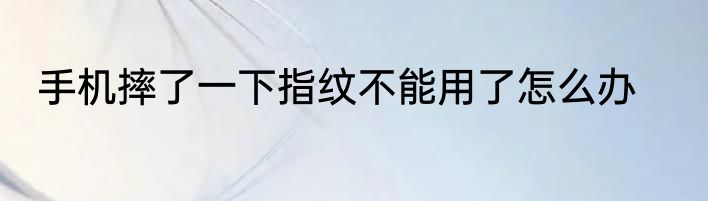 手机摔了一下指纹不能用了怎么办
