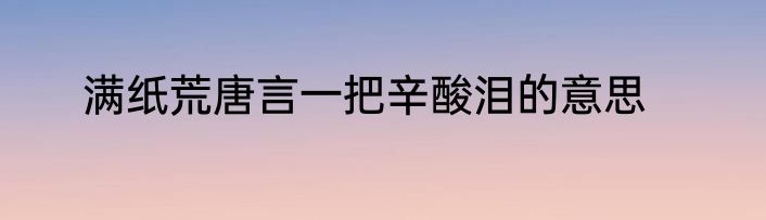 满纸荒唐言一把辛酸泪的意思