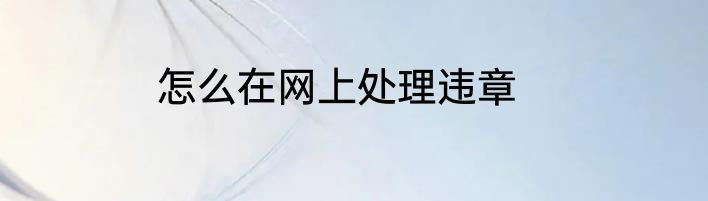 怎么在网上处理违章