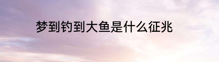梦到钓到大鱼是什么征兆