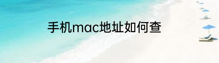 手机mac地址如何查