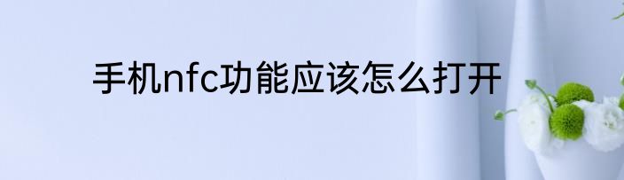 手机nfc功能应该怎么打开