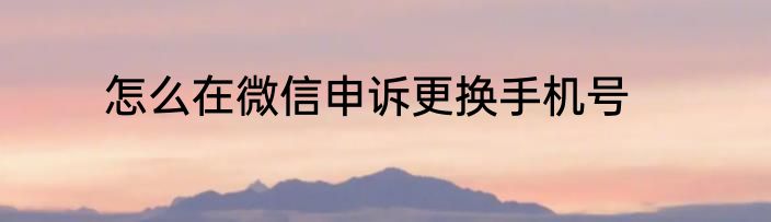 怎么在微信申诉更换手机号