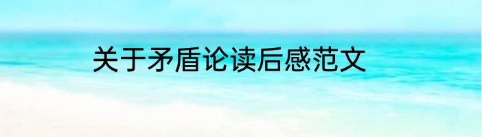 关于矛盾论读后感范文