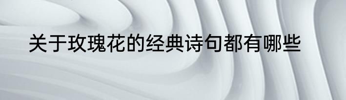 关于玫瑰花的经典诗句都有哪些