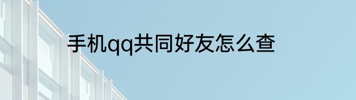手机qq共同好友怎么查