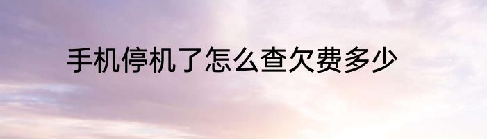 手机停机了怎么查欠费多少