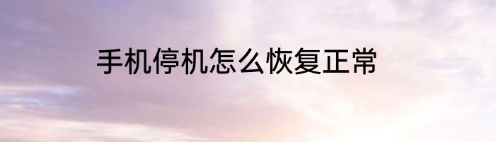 手机停机怎么恢复正常
