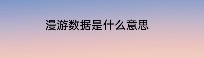 漫游数据是什么意思