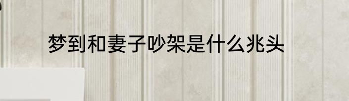 梦到和妻子吵架是什么兆头