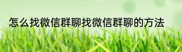 怎么找微信群聊找微信群聊的方法
