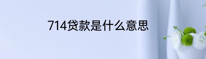 714贷款是什么意思