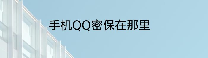 手机QQ密保在那里