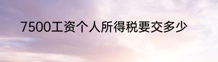 7500工资个人所得税要交多少