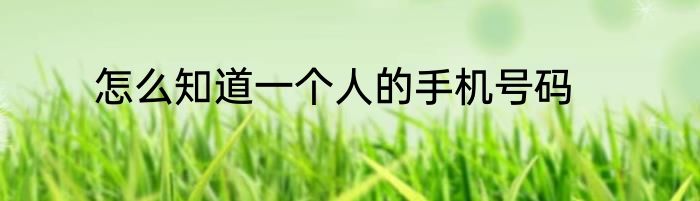 怎么知道一个人的手机号码