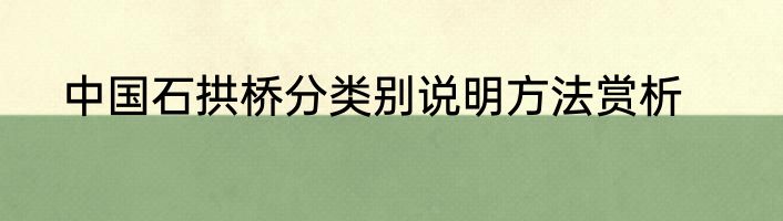 中国石拱桥分类别说明方法赏析