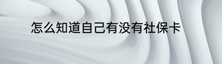 怎么知道自己有没有社保卡