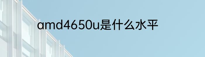 amd4650u是什么水平