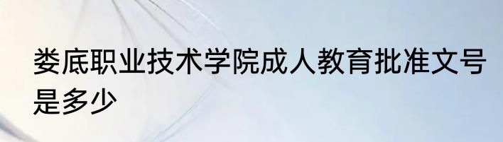 娄底职业技术学院成人教育批准文号是多少