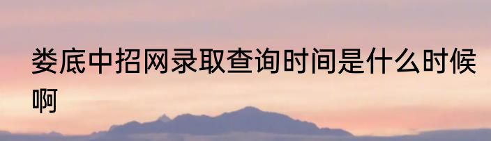 娄底中招网录取查询时间是什么时候啊