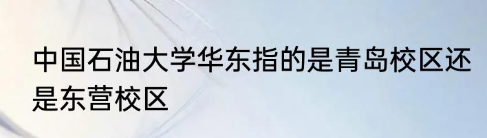中国石油大学华东指的是青岛校区还是东营校区