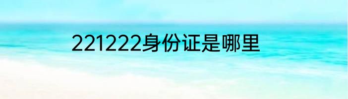 221222身份证是哪里