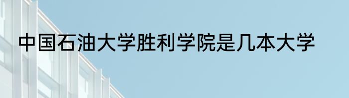 中国石油大学胜利学院是几本大学
