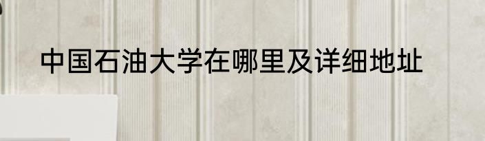 中国石油大学在哪里及详细地址