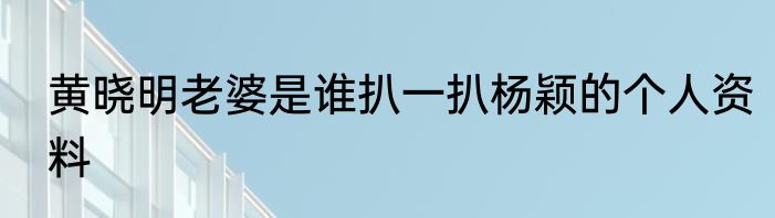 黄晓明老婆是谁扒一扒杨颖的个人资料