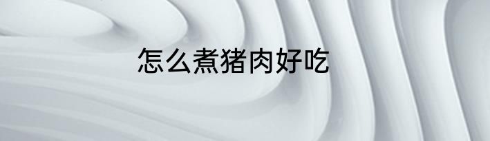 怎么煮猪肉好吃