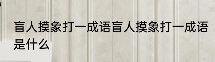 盲人摸象打一成语盲人摸象打一成语是什么