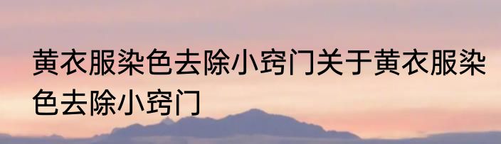 黄衣服染色去除小窍门关于黄衣服染色去除小窍门