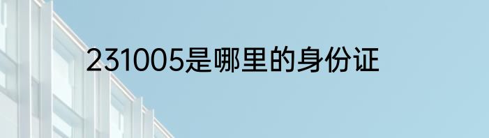 231005是哪里的身份证