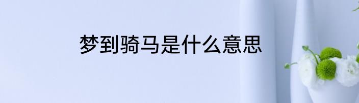 梦到骑马是什么意思