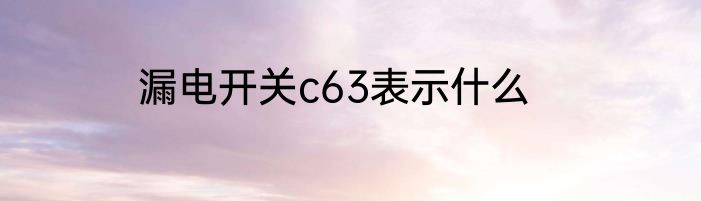 漏电开关c63表示什么