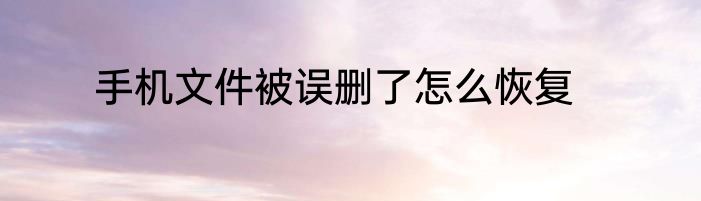 手机文件被误删了怎么恢复