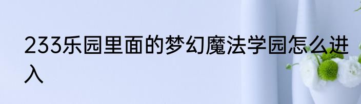 233乐园里面的梦幻魔法学园怎么进入