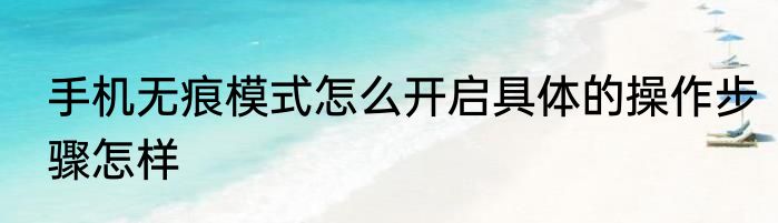 手机无痕模式怎么开启具体的操作步骤怎样