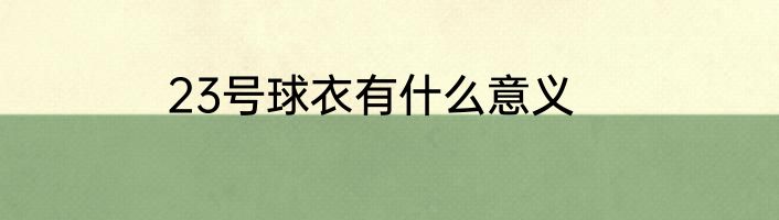 23号球衣有什么意义