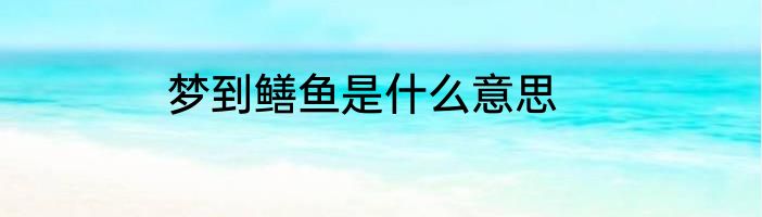 梦到鳝鱼是什么意思