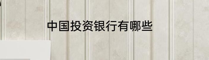 中国投资银行有哪些