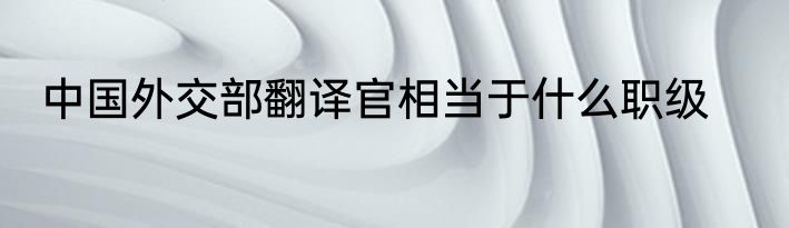 中国外交部翻译官相当于什么职级