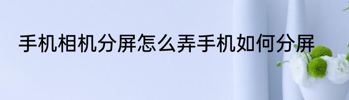 手机相机分屏怎么弄手机如何分屏