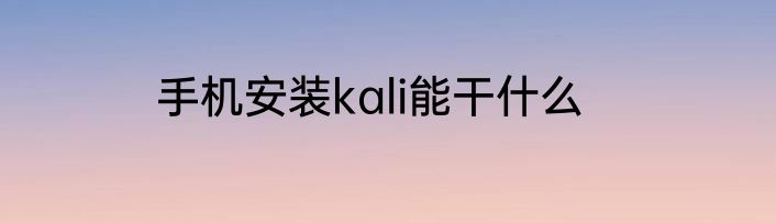 手机安装kali能干什么