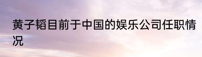 黄子韬目前于中国的娱乐公司任职情况