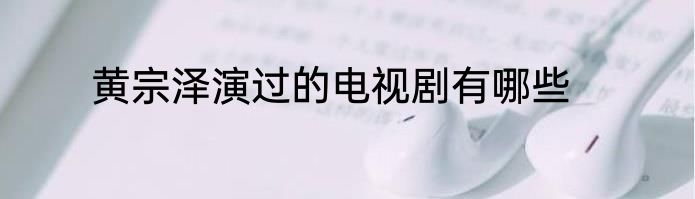 黄宗泽演过的电视剧有哪些